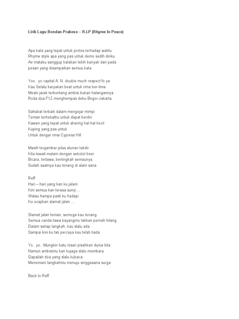 Lirik Lagu Bondan Prakoso Pdf