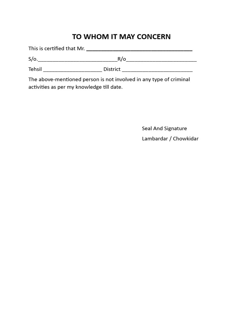 Police Verfication Form | PDF