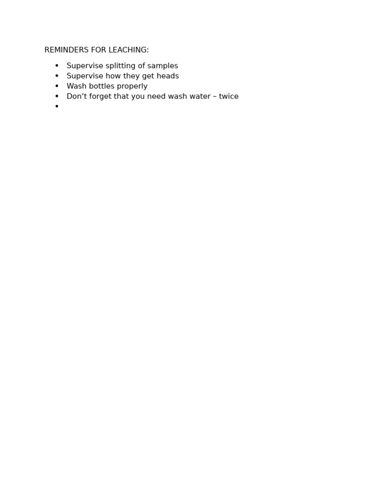 Reminders For Leaching | PDF