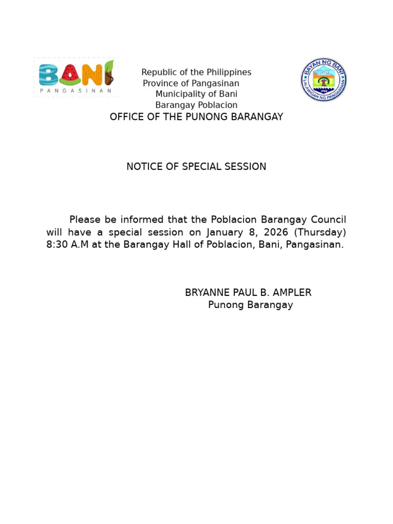 Session Notice October | PDF