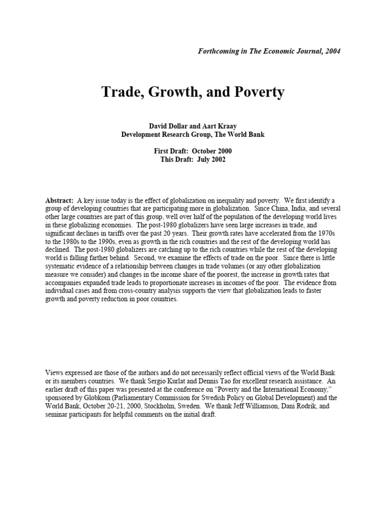 Globalization's Impact on Growth and Poverty | PDF | Economic ...