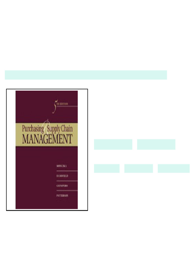 Test Bank For Purchasing and Supply Chain Management, 5th Edition ...