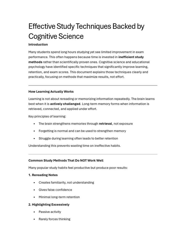 Effective SEffective Study Techniques Backed by Cognitive Sciencetudy ...