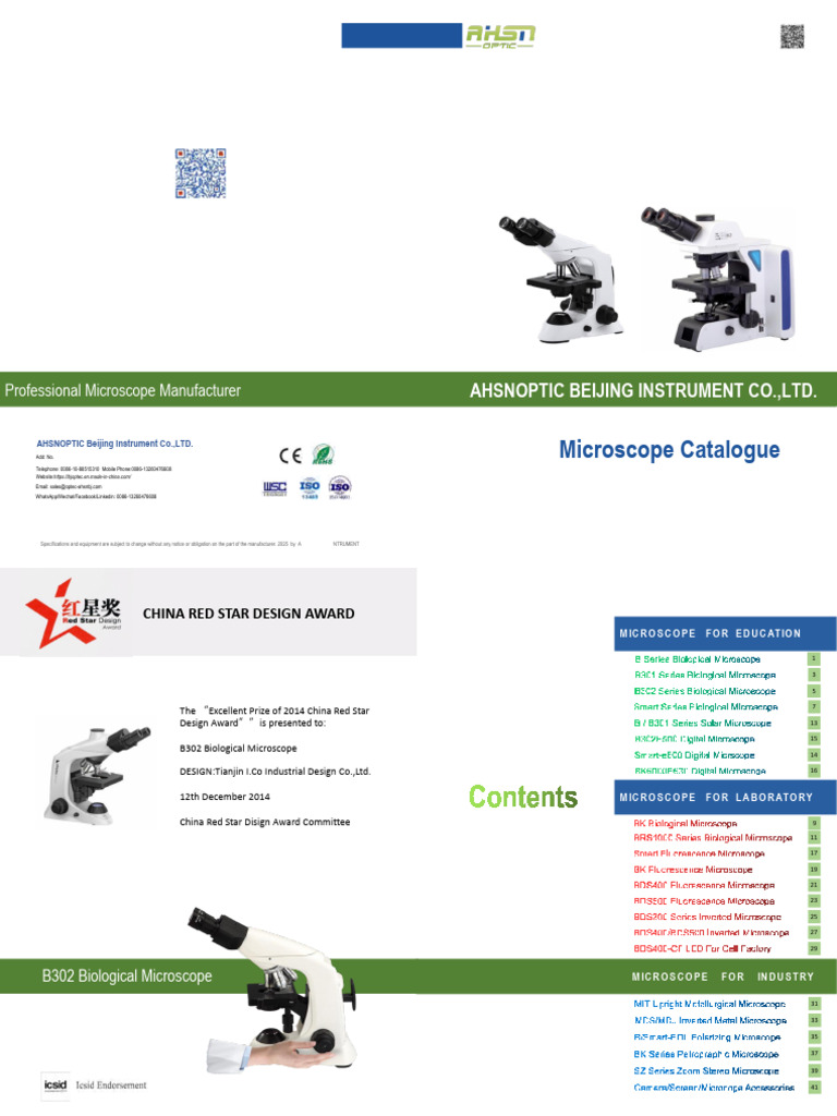 AHSNOPTIC Microscope Catalogue 2025 | PDF | Electromagnetic Radiation ...