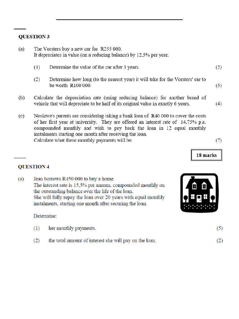 IEB Financial Mathematics Exam Questions | PDF