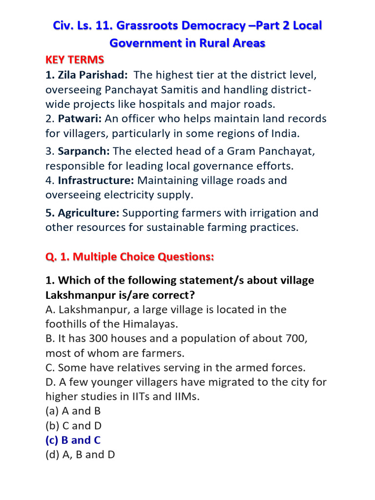 Grassroots Democracy in Rural Governance | PDF | Government Of India