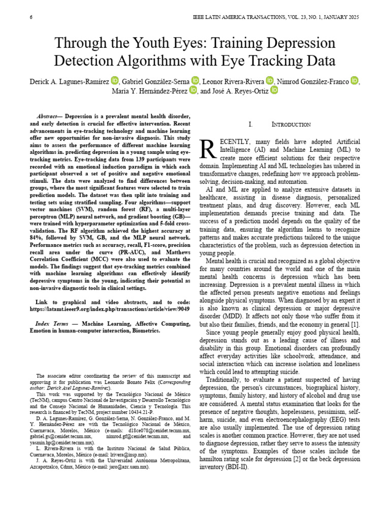 Eye Tracking for Youth Depression Detection | PDF | Machine Learning ...