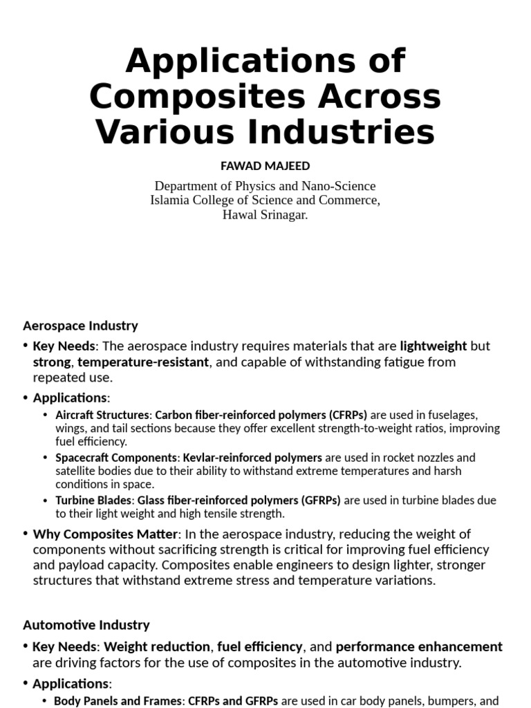 Composites in Diverse Industries | PDF | Composite Material | Extrusion