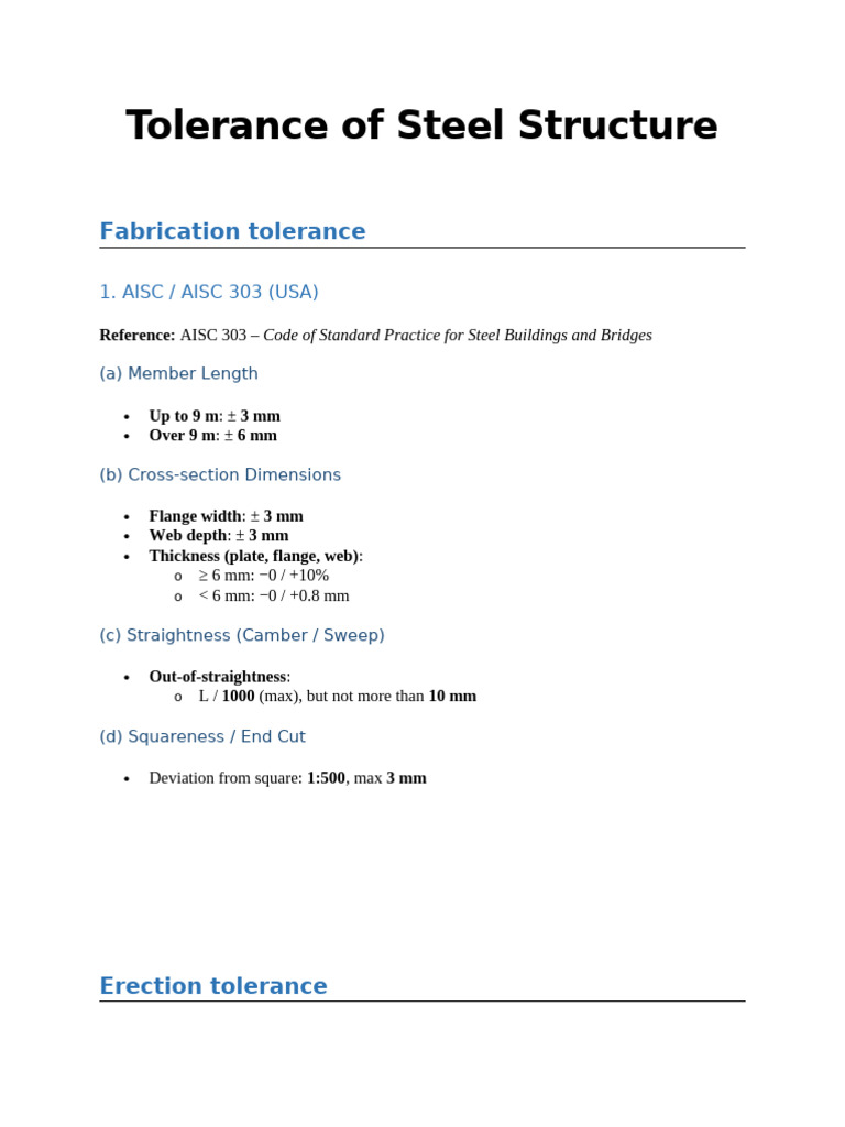 Steel Structure Tolerances Guide | PDF | Engineering Tolerance