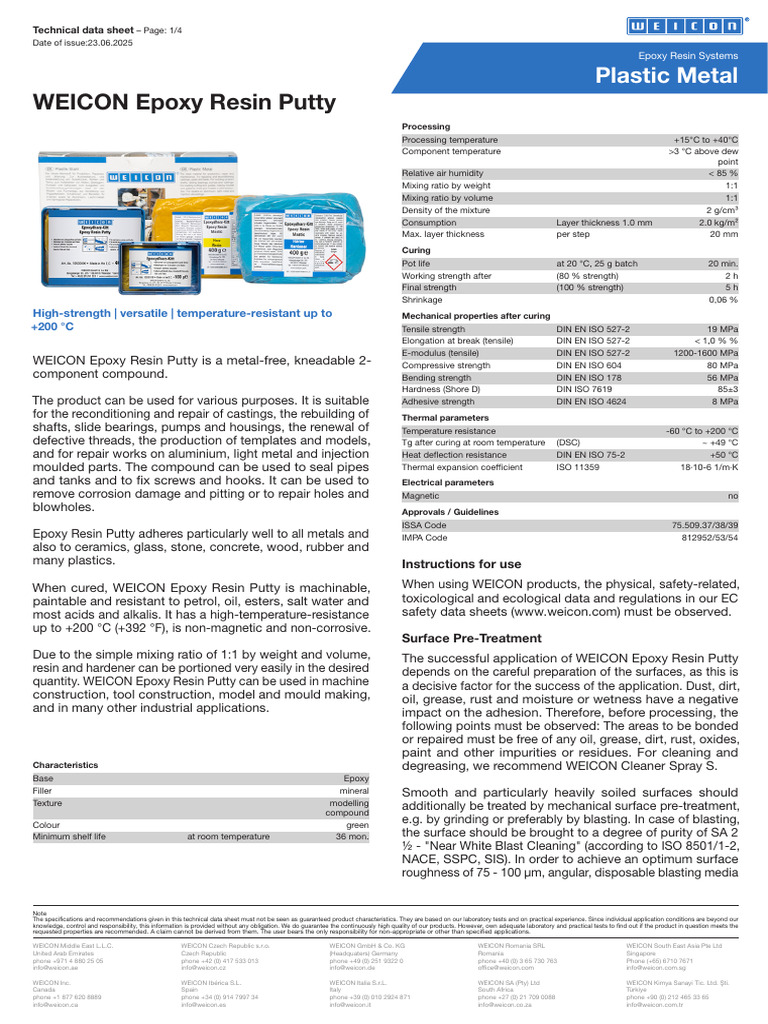 WEICON High-Strength Epoxy Putty | PDF | Sodium Hydroxide | Sodium ...