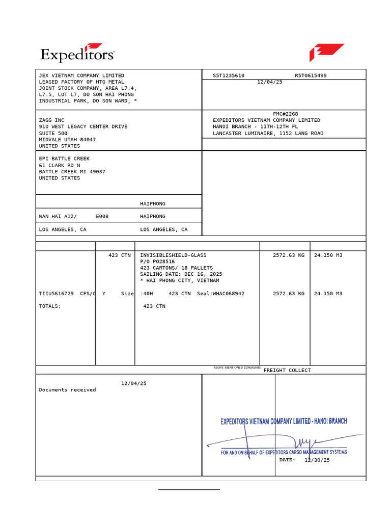 Forwarder's Cargo Receipt Template | PDF | Indemnity | Common Law