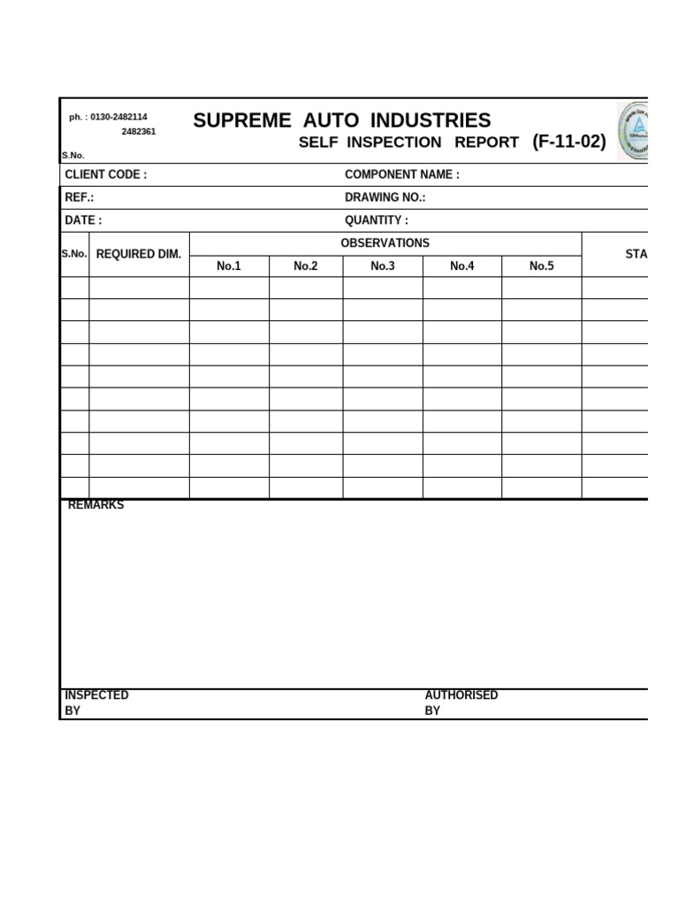 F-11-02 (Incoming Inspection Report) | PDF