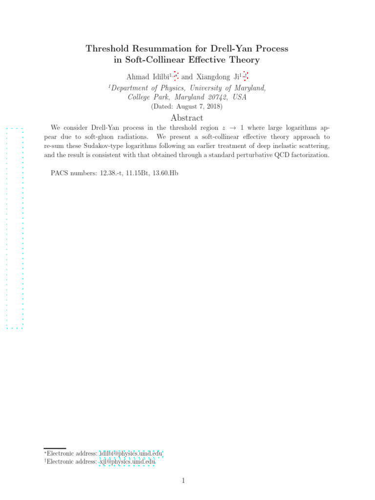 Threshold Resummation For Drell-Yan Process | PDF | Quantum ...