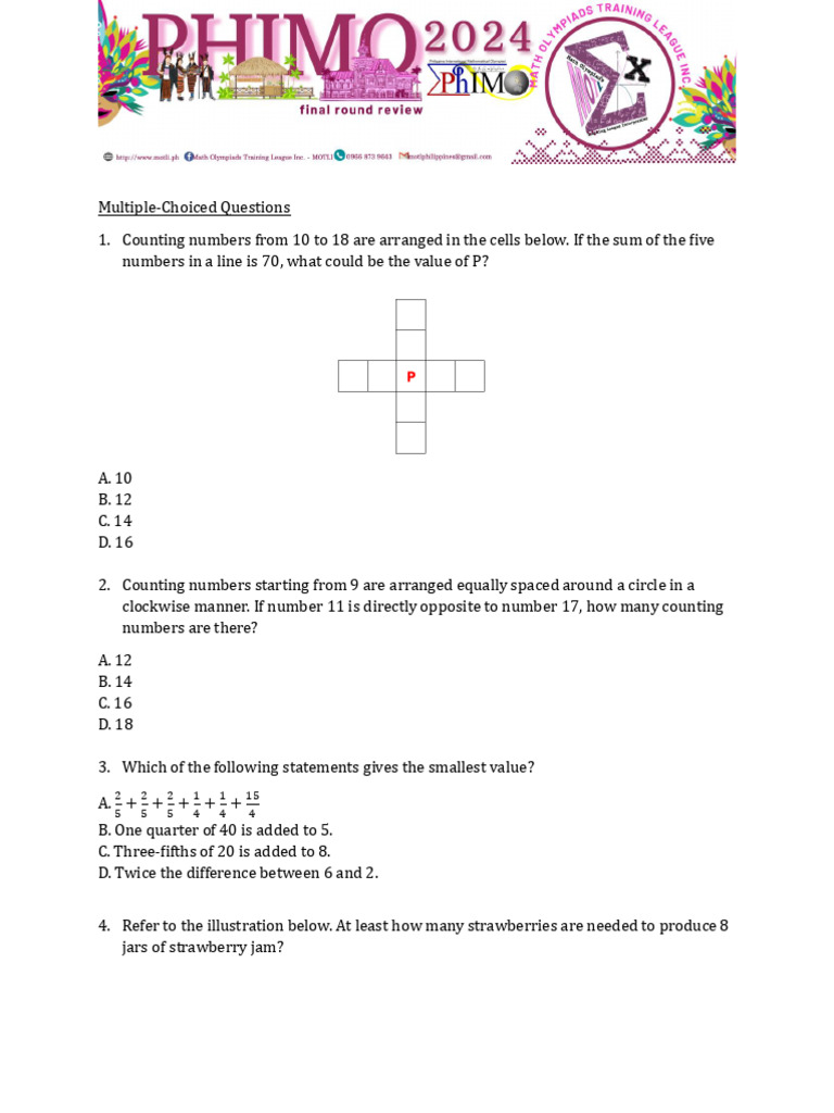 Math Problem Solving Questions | PDF | Chess | Chess Theory