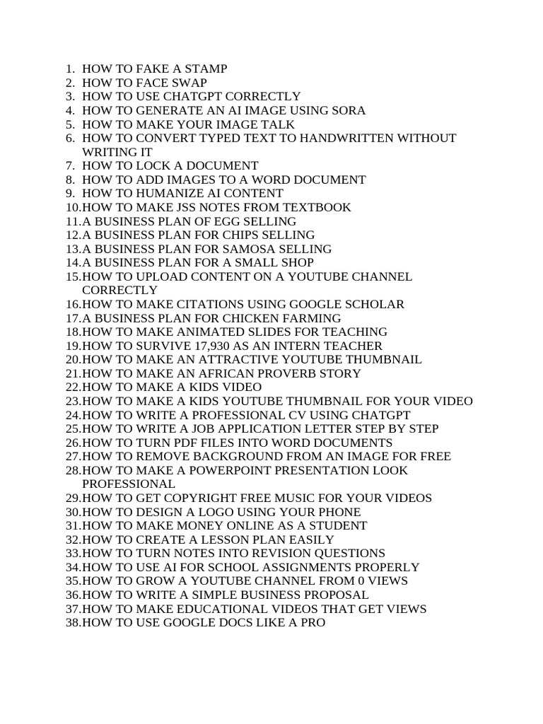Video Ideas | PDF