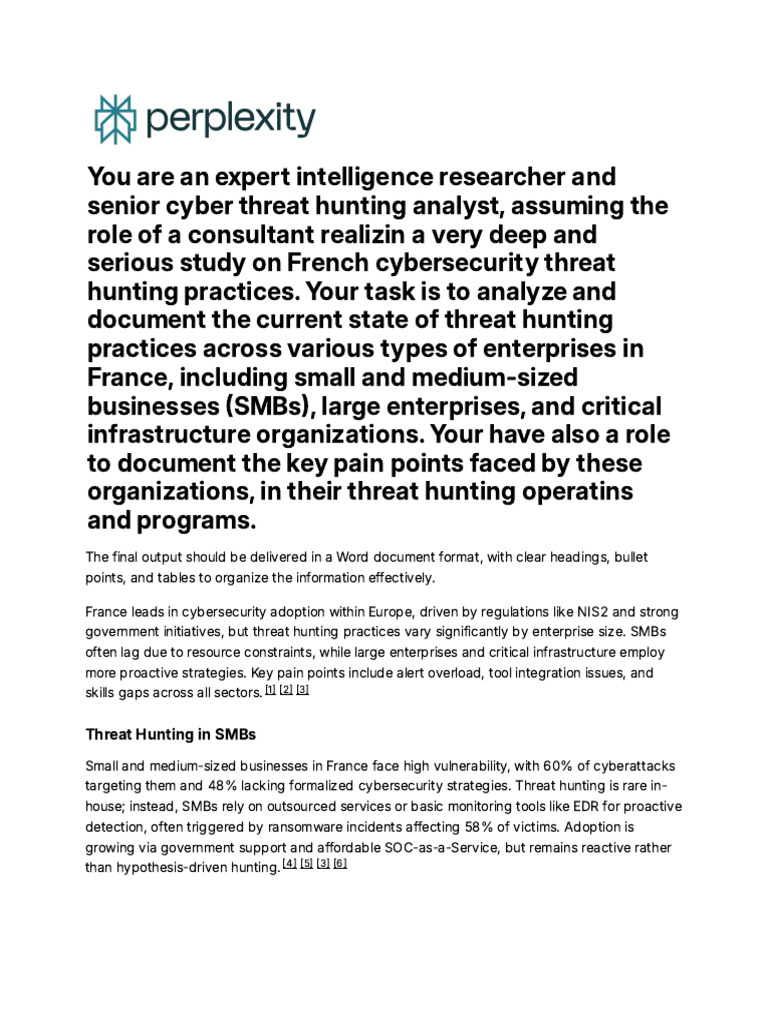 Cybersecurity Threat Hunting in France | PDF | Computer Security | Security