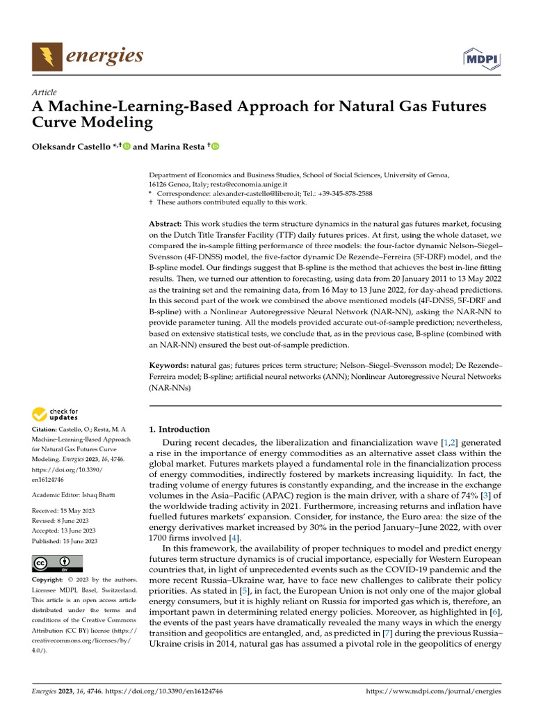Machine Learning for Natural Gas Futures Modeling | PDF | Weighted ...