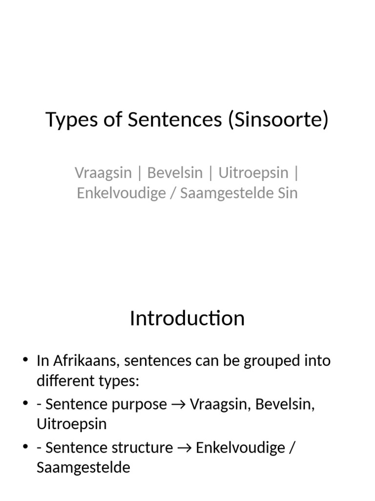 Types of Sentences in Afrikaans | PDF