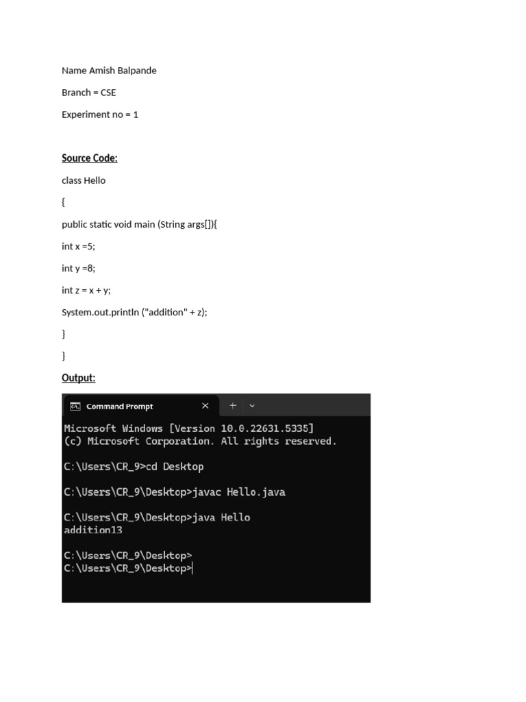 Java Addition Example Code | PDF