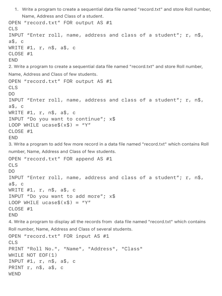 Student Record Management Programs | PDF | Text File | Computing
