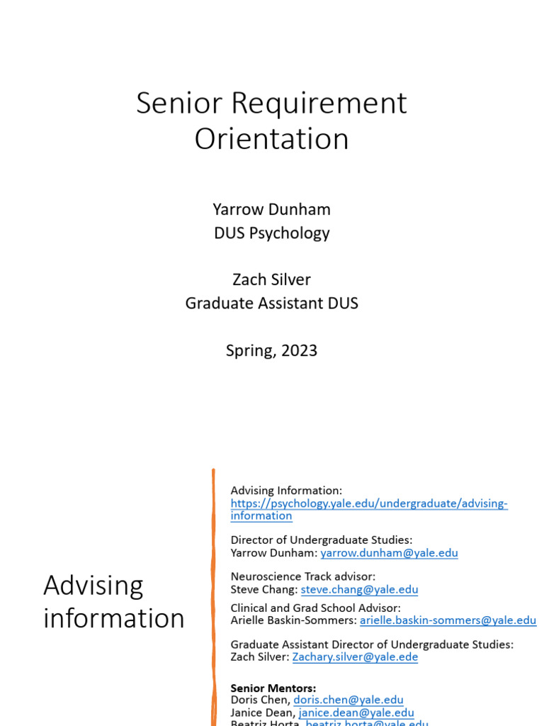Senior Requirement Orientation 2023 | PDF
