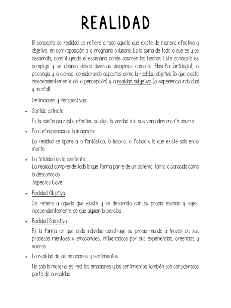 Conceptos de Realidad y Conocimiento | PDF | Realidad | Conocimiento
