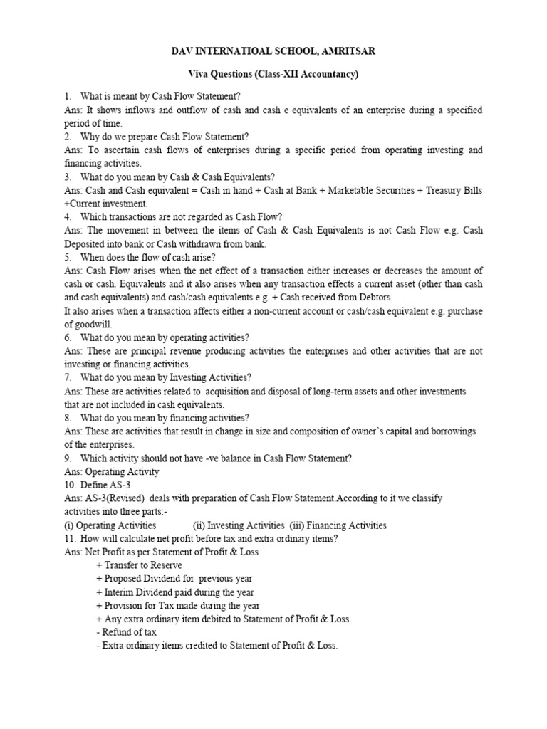 Accountancy Xii Viva Questions | PDF | Revenue | Equity (Finance)