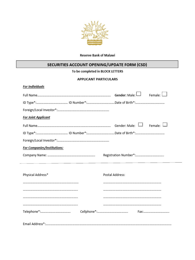 Account Opening CSD | PDF | Securities (Finance)