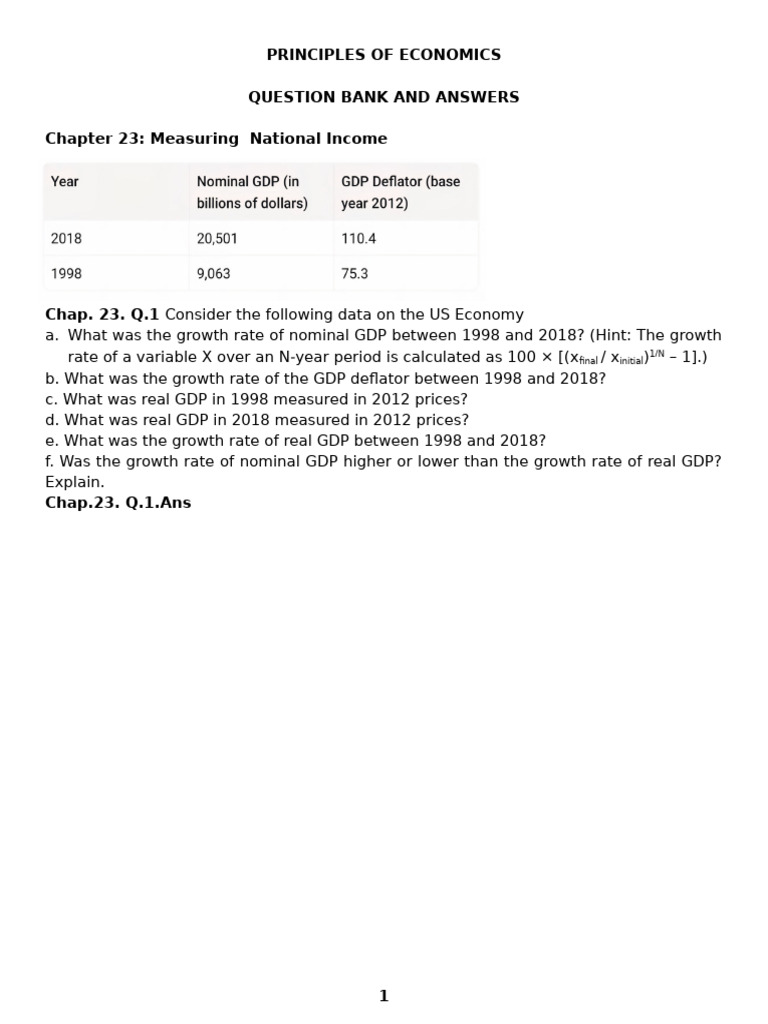 National Income Measurement Q&A Guide | PDF | Gross Domestic Product ...
