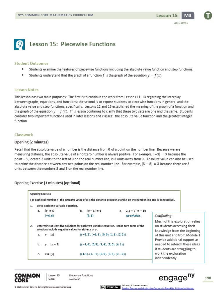 Algebra I m3 Topic C Lesson 15 Teacher | PDF | Function (Mathematics ...