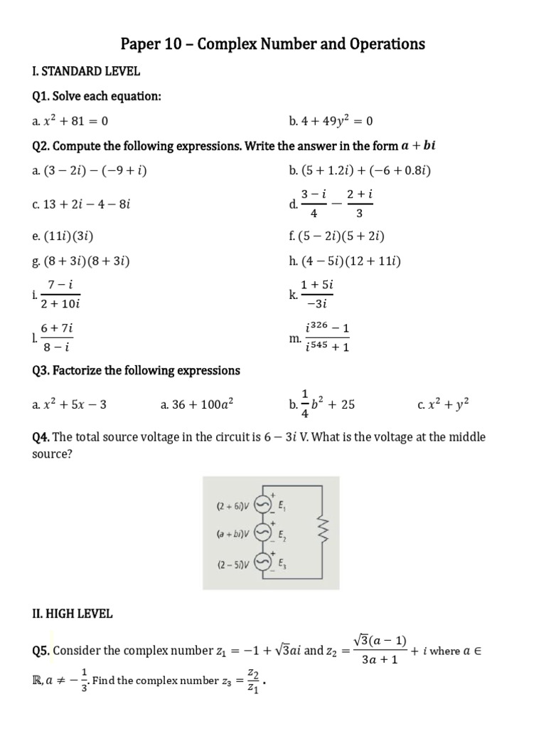 Complex Numbers and Operations Guide | PDF