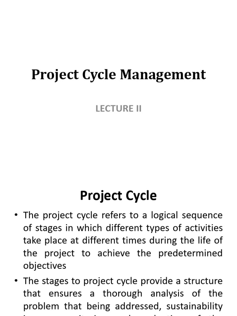Understanding Project Cycle Management | PDF | Evaluation | Feasibility ...