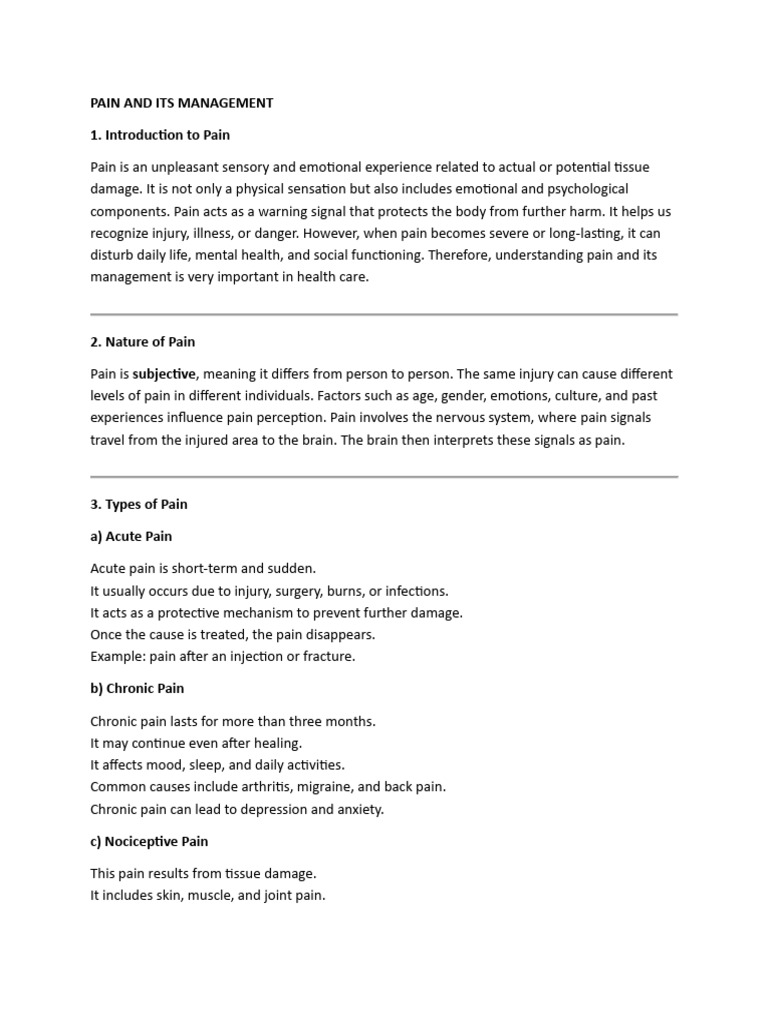 Understanding Pain and Its Management | PDF | Pain | Pain Management