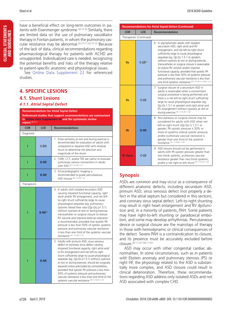 2018 ACHD Guidelines for ASD Management | PDF | Vein | Cardiology