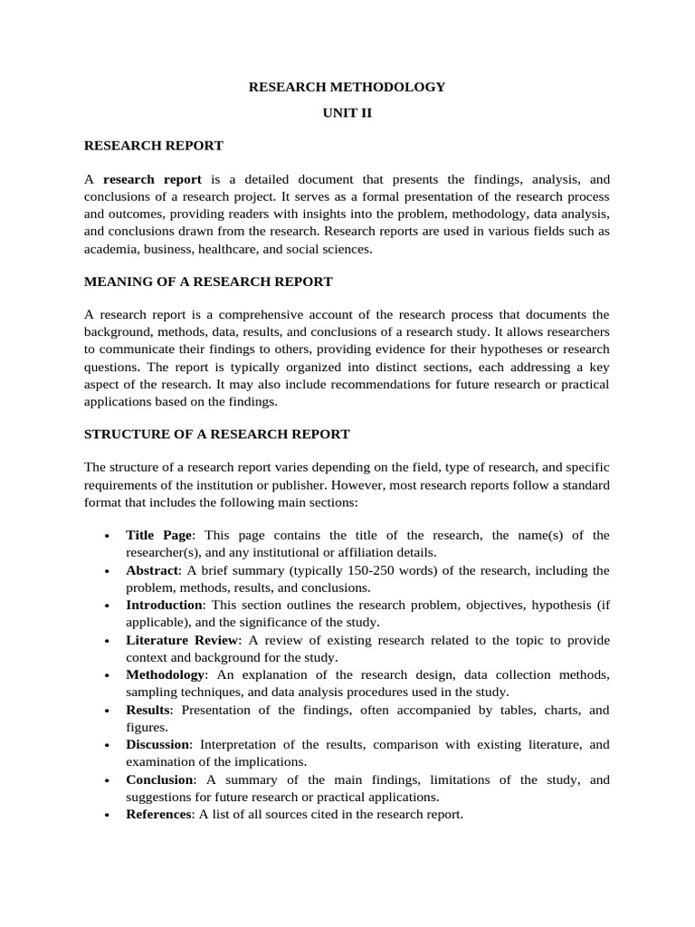 Research Report Methodology Overview | PDF | Methodology | Citation