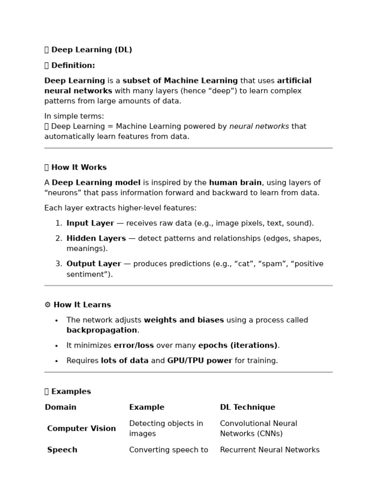 Deep Learning (DL) | PDF