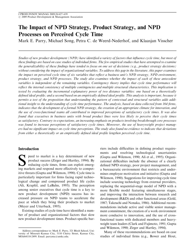 NPD Strategy's Effect on Cycle Time | PDF