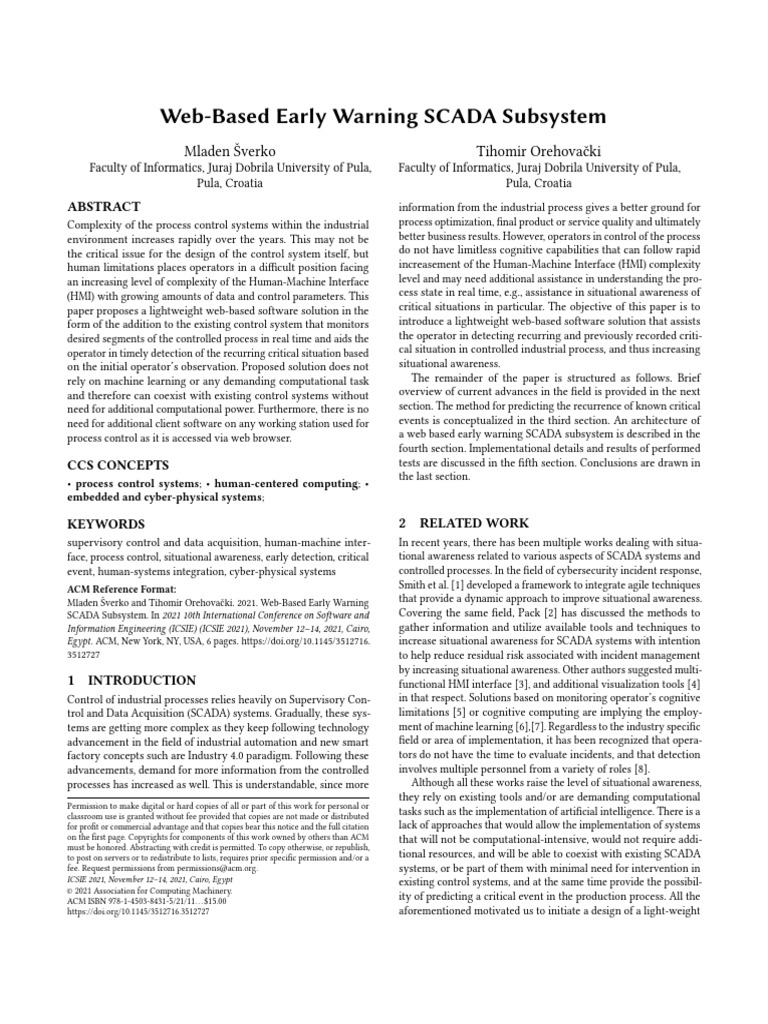 Web-Based Early Warning SCADA Subsystem - Icsie2021-11 | PDF ...