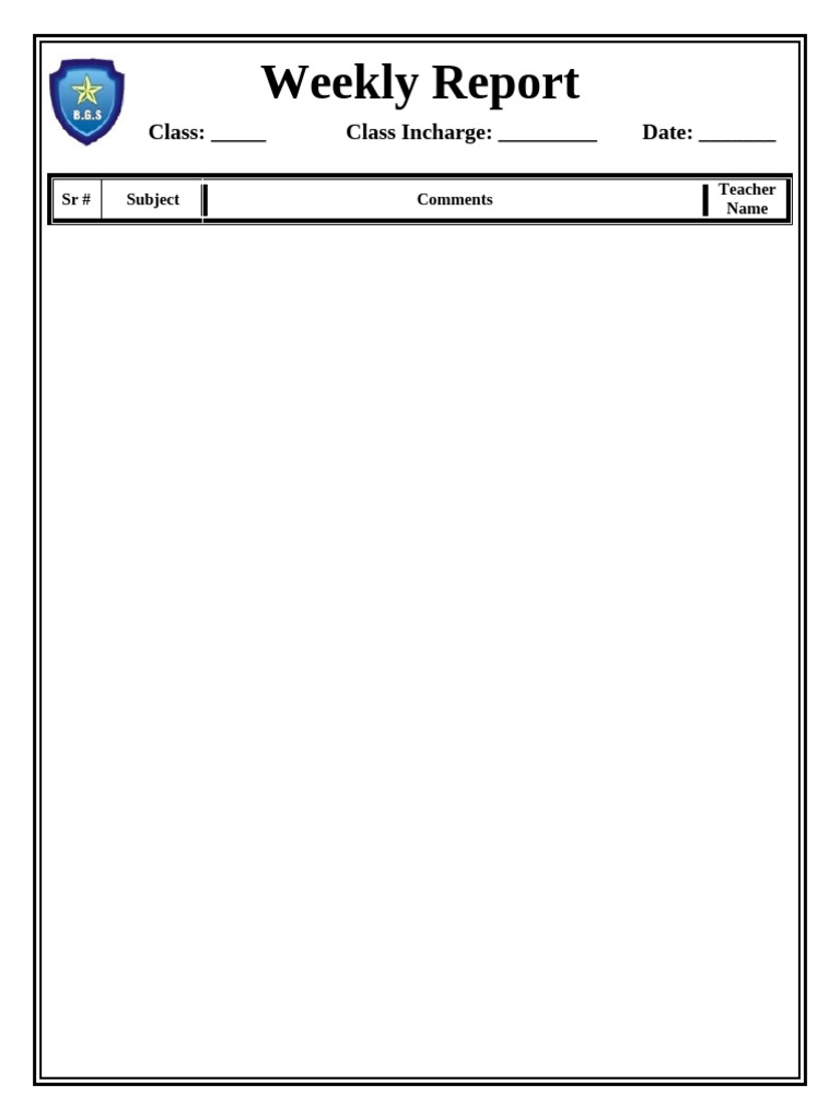 Weekly Class Report Summary | PDF