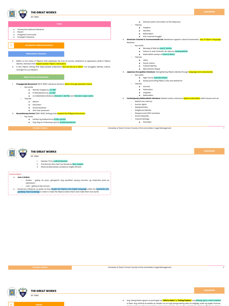 (Finals Notes) 2nd Year 1st Term Notes | PDF
