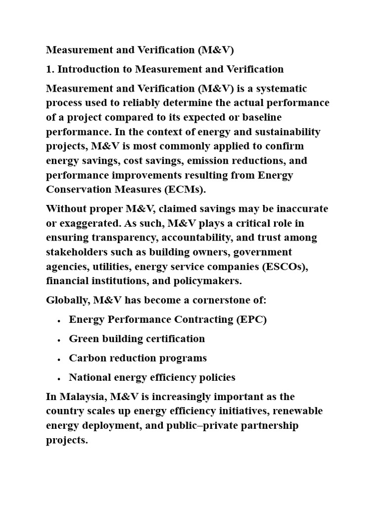 Measurement and Verification in Energy Projects | PDF | Energy ...