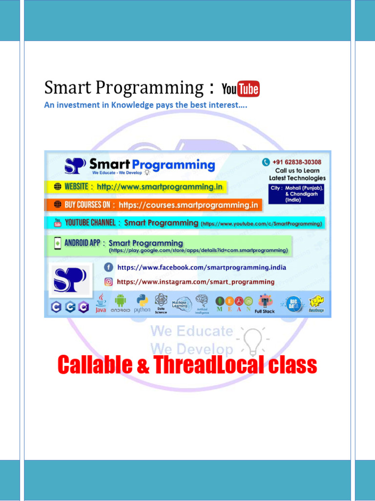 Callable ThreadLocal in Java by Deepak Smart Programming Lyst7825 | PDF ...