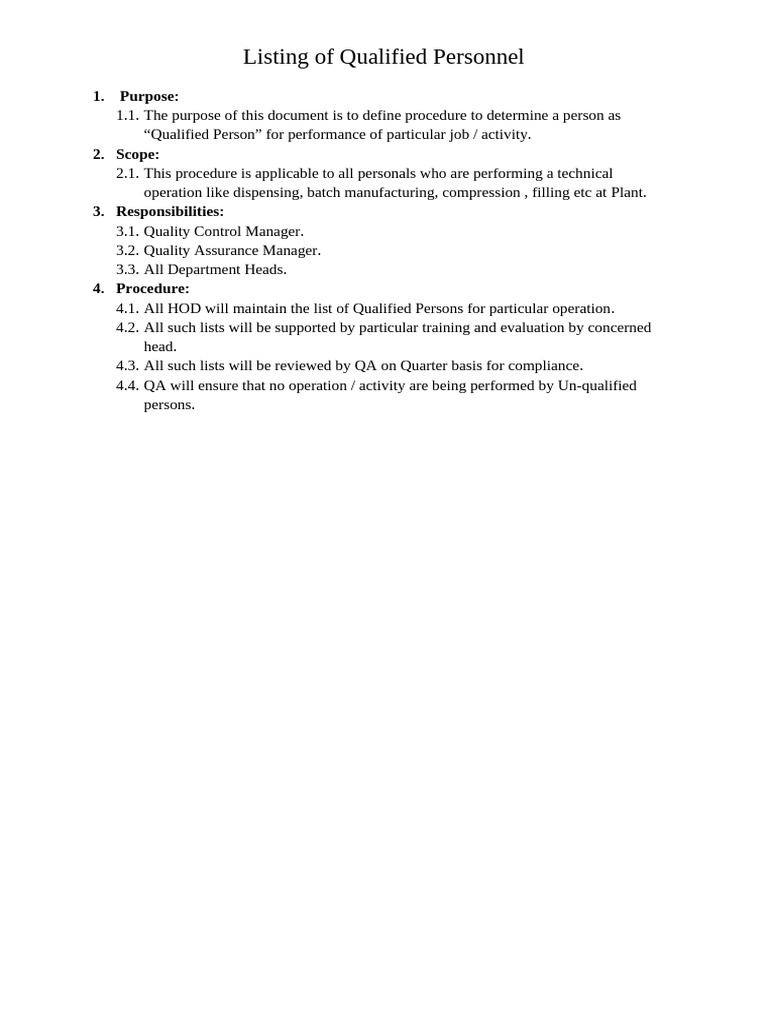 Qualified of Personnel | PDF