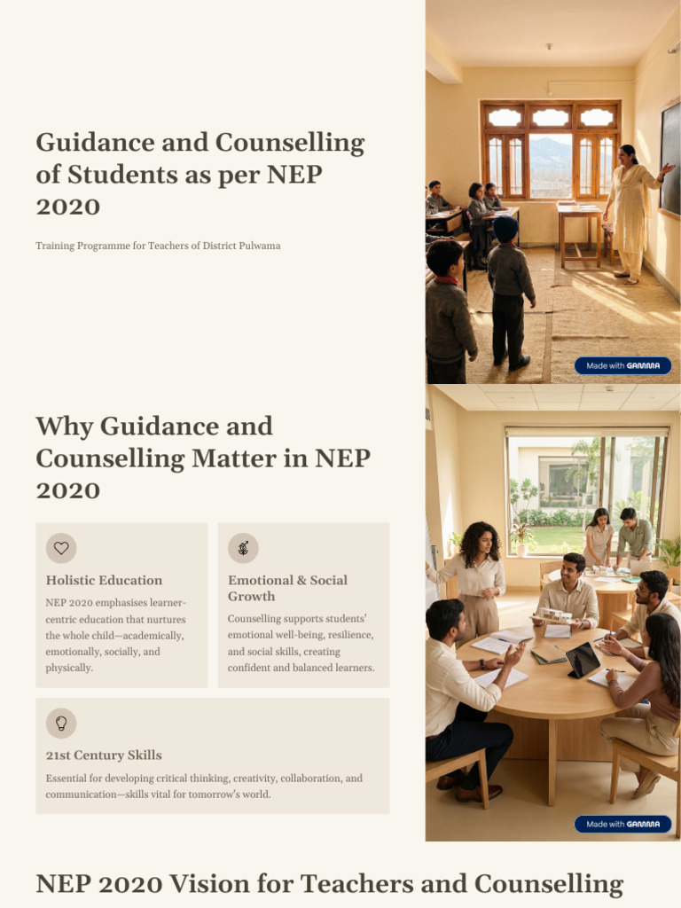 NEP 2020: Teacher Guidance Training | PDF | Teachers | Psychological ...
