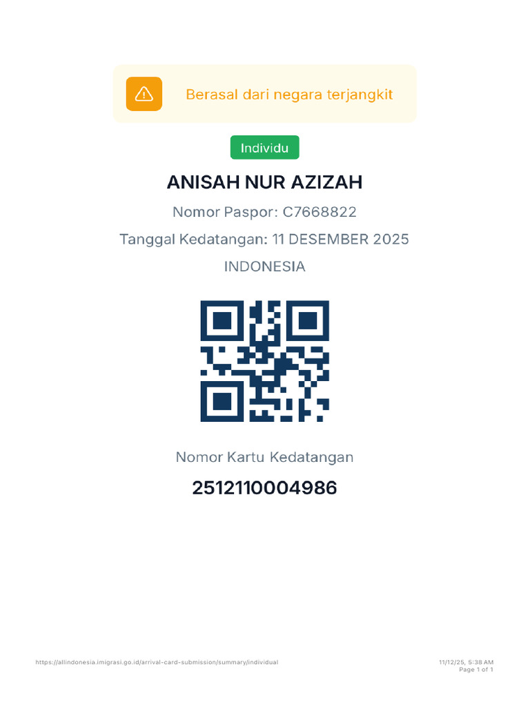 Individual Arrival Card Submission Guide | PDF
