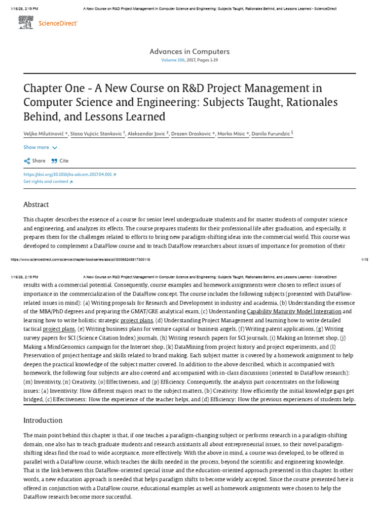 R&D Project Management Course Overview | PDF | Computer Science | Schools