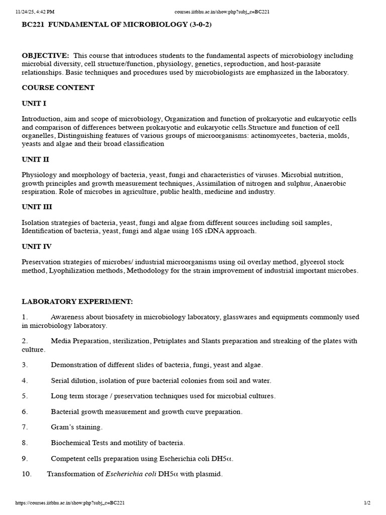 Microbiology Fundamentals Course Overview | PDF | Microbiology ...