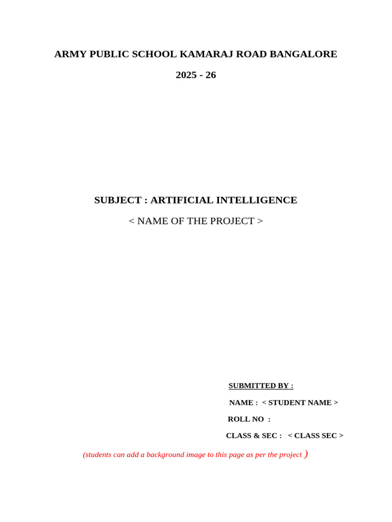 Ai Project Report Format 2025-26 | PDF