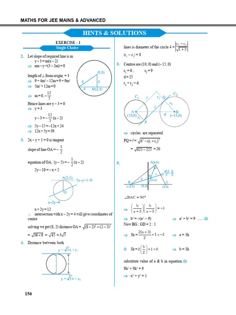 JEE Maths: Circle and Line Exercises | PDF | Analytic Geometry ...