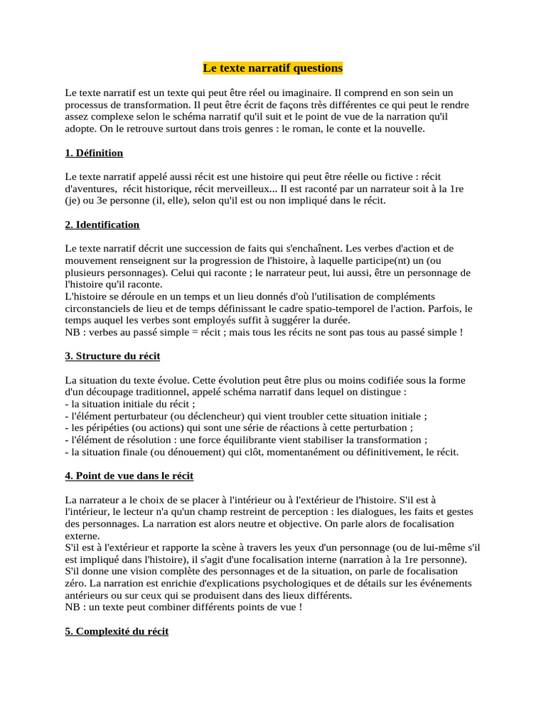 Comprendre le texte narratif et descriptif | PDF | Récit